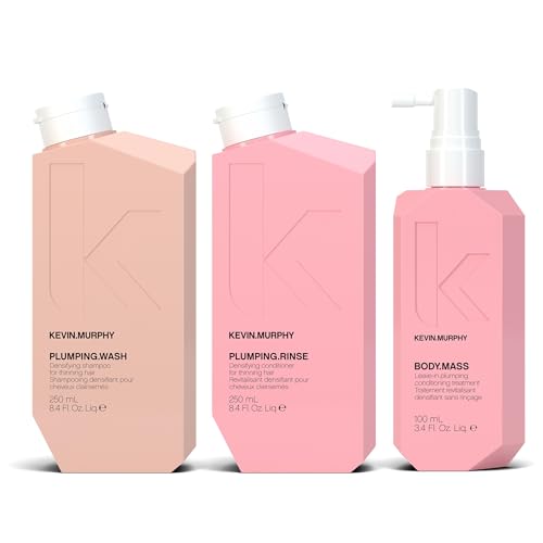 KEVIN.MURPHY PLUMPING.WASH, PLUMPING.RINSE & BODY.MASS - Densifying Shampoo for Thinning Hair - Thickening Hair Conditioner - Leave-In Hair Treatment - For Fine, Thin & Ageing Hair - 3 Pack
