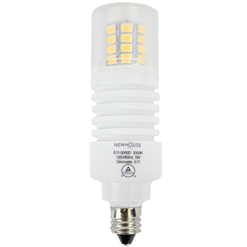 Newhouse Lighting E11 LED Bulb Halogen Replacement Lights, 5W (50W Equivalent), Mini-Candelabra, 475 lm, 120V, 3000K, Dimmable