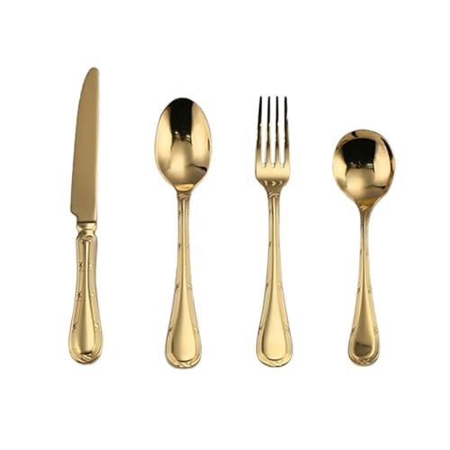 32 Pieces Silverware Set,18/8 stainless steel set for 8,Flatware set Water droplet gold/silver, Fine Silverware set and Dishwasher Safe 02
