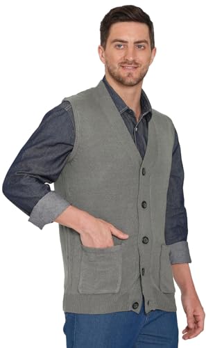 Turtle Bay New York Men's Cashmere-Like Button Front Flat Knit Sweater Vest with front patch pockets NAVY/XL2