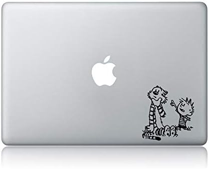 Calvin and Hobbes Looking Apple (v2) Laptop Vinyl Decal Sticker Compatible with Apple MacBook Pro Air 11" 12" 13" 15"