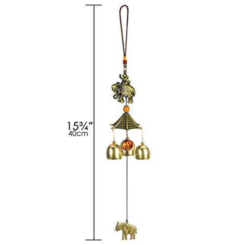 Cairiac Elephant Wind Chimes, Wind Chimes For Outside Unique, Feng Shui Lucky Wind Bell Hanging Windchimes Ornament Decor, Traditional Temple Roof With 3 Bells, Ideal For Outside And Meditation #TOP3