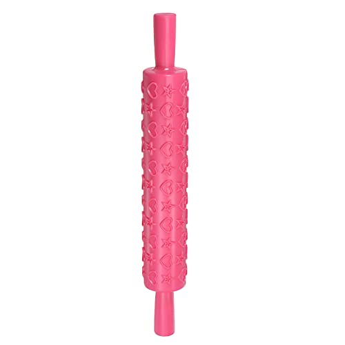 Harfington HTA230401HH0380 Pattern Embossed Rolling Pin 14.57 Inch X 1.97 Inch Star Heart 3D Pattern Pp Plastic Non-Stick Embossing Textured Rolling Pins cover