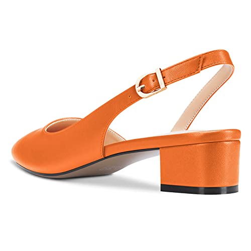 Escarpins slingback orange mat à talon bloc de 3.5 cm taille 41