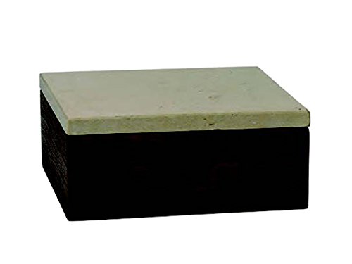 Andrea House houten kist/marmer 13 x 13 x 6,5 cm (AX64363)