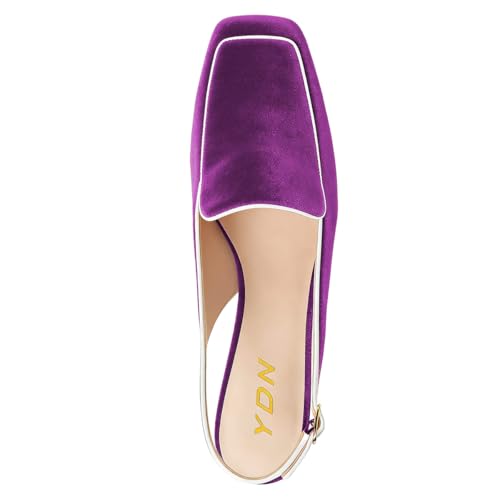 Image of YDN Women Closed Square Toe Block Low Heels Slingback Formal Loafer Dressy Shoes Office Lady Pump Size 4-15 US