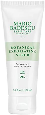 Mario Badescu Botanical Exfoliating Scrub for All Skin Types, Face Scrub with Ivory Palm Seeds & Green Tea Extract, Gentle Exfoliating Face Wash, 3.4 Fl Oz