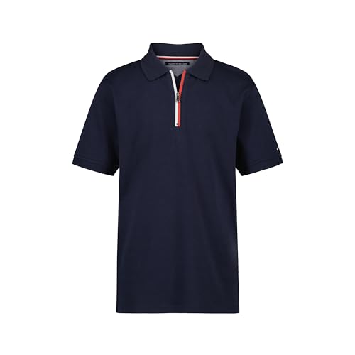Tommy Hilfiger Boys' Short Sleeve Signature Zip Polo Shirt, Navy Blazer, 18-20 by Tommy Hilfiger - Used condition - US$15.72