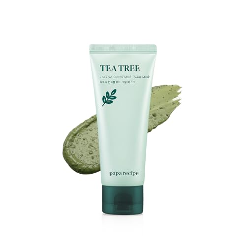 Papa Recipe Tea Tree Control Mud Cream Mask, Hydrating Wash Off Pack, Pore Cleansing Exfoliator, Blackheads & Sensitive Skin, Korean Skincare for Men and Women 100ml, 4.94 oz