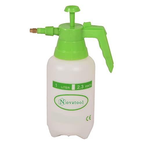 Novatool 1 pulverizador a presión, 1 L, pulverizador de mano, pulverizador a presión, accesorio de jardín, riego de plantas, boquilla de latón