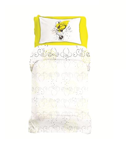 Ellepi Juego de sábanas para cama individual Disney Minnie Mickey algodón (Minnie1)
