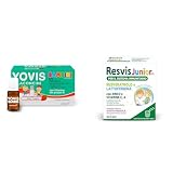 YOVIS Bambini Flaconcini, Probiotici per il Benessere Intestinale, dai 3 ai 14 anni, 10 Flaconcini Fragola + Resvis Junior Xr, per il Sistema Immunitario, bambini dai 3 Anni, 12 Bustine,Fragola