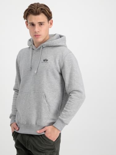 Alpha Industries Basic Hoody Small Logo Kapuzensweat für Herren Grey Heather – Ansicht 3