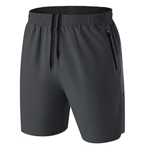 HMIYA Herren Sport Shorts Kurze Hose Schnell Trocknend Sporthose Leicht mit Reißverschlusstasche(Dunkel...