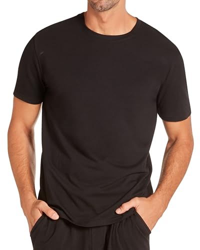 TAHARI Men's Ultimate Comfort Men's Crew Neck Sleep T-Shirt – Soft Cotton Blend, Lightweight & Breathable Lounge Shirt