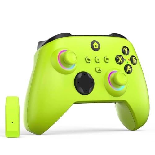 Image of W&O Wireless Controller for With Xbox One, Xbox Series X /S, Xbox One X /S, PC, With RGB LED Light, Mappable Buttons, With 2.4GHZ Wireless Adapter Gamepad (Electric Volt)