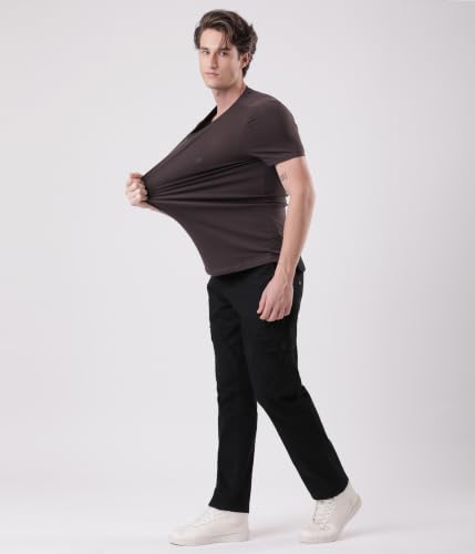 Image of TURMS Men's Anti Stain Casual T-Shirt Round Neck Half Sleeves | Anti Odor Water Repellent | Stretchable Cotton Rich Solid | Available in Plus Sizes
