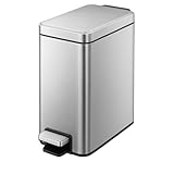 EKO Bote de basura Genie 5L Acero Inoxidable, cubo de basura pequeño, con cubo interior, ideal para baño, cierre suave,...