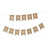 SHINEOFI Schwalbenschwanz Banner aus Sackleinen 100 Tage Dekoration Kleines Leinenwimpel mit Warmem Licht Wiederverwendbar und Leicht für Babyparty