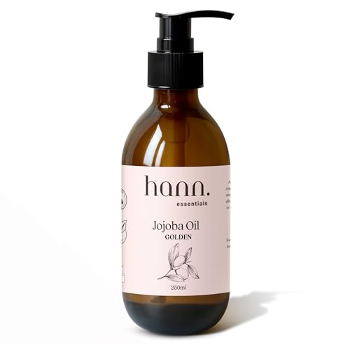 Organic Jojoba Oil, Golden Cold-Pressed, Premium Undiluted Natural Oil in Glass Bottle with Pump, Non-comedogenic for Face, Hair, Skin, Nails, and Massages - Non-GMO, Multi-Purpose Carrier Oil (250ml)