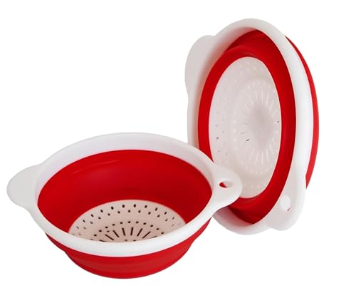 Scolapasta Pieghevole Filtro Cestino Cucina con Manico Scolapasta in Silicone Pieghevole Scola pasta Set Colander Setacci Pieghevole per Scolare Pasta Verdura Frutta Salva Spazio Colore Casuale