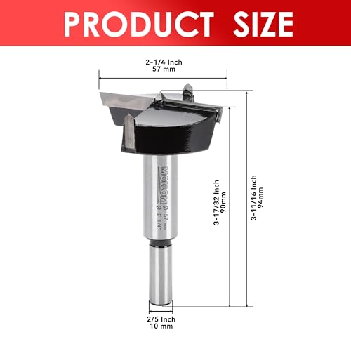 MOLLOM 2-1/4" (57mm) Forstner Drill Bit for Precise Woodworking with Durable YG8 Carbide Thickness of 2.0mm,This Hinge Cutter Tool is Ideal for Hard Wood Plastic - Image 2