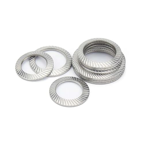 Rondella a molla a disco, rondella di bloccaggio a farfalla, rondella a strisce zigrinate a doppia faccia conica M2.5-M36 acciaio al carbonio e acciaio inossidabile (colore: acciaio inossidabile,