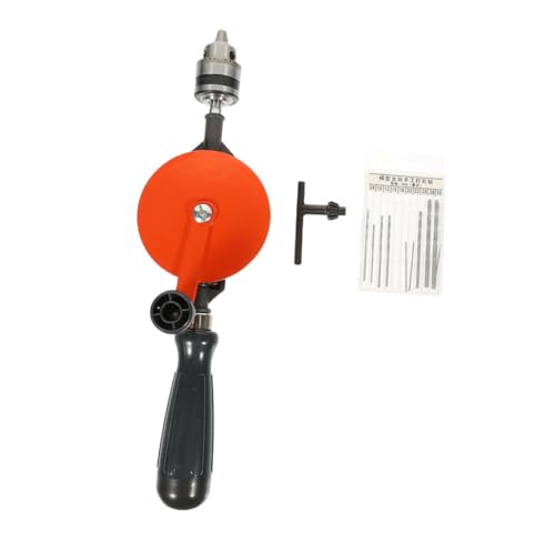 Veemoon 1 Set Hand Drill Can Punch Opener Hand Tools Portable Puncher Manual Drill 3/8 Hand Crank Drill Manual Drill for Woodworking Hand Held Drill Puncher Tool Black 45# Steel