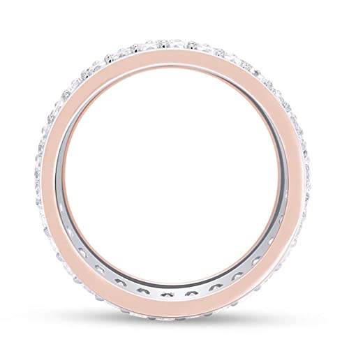 AFFY Round Cut Sparkling White Cubic Zirconia 3-Row Full Eternity Wedding Anniversary Band Ring In 14k Gold Over Sterling Silver4