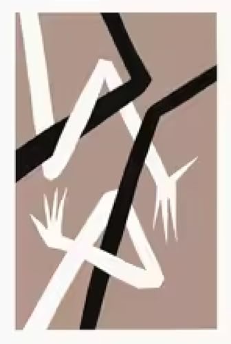 Impression sur toile de lin abstrait lignes noires beiges