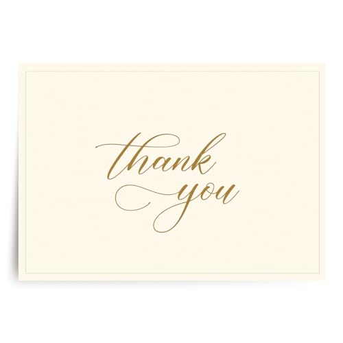 Beige and Gold Foil Embossed Thank-You Cards