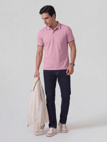 Image of XYXX Accent Men's Solid Cotton Polo T Shirt | Collar Tshirts | Half Sleeves | Solid-Slim Fit