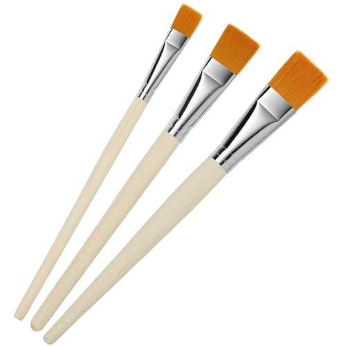 Pennelli per Dipingere Acquerello Acrilico Olio Professionali, Lokaloka 3 Pezzi Pennello Pittura Piatti Acrilica Tempera Set Manico in legno Nylon da Punta Arte ad Artisti