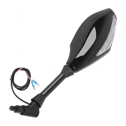 Image of 10mm Glossy Black LED Turn Signals Side Rearview Mirrors For Universal for Bike (Bike Mirror Indicator)