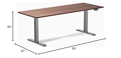 Image of Desky Dual Hardwood Sit Stand Desk - 80x30 Electric Standing Desk - Dual Motor, 3 Stage Adjustable Height Desk - Solid Wood Standing Desk - Whole-Piece Top in Walnut Wood