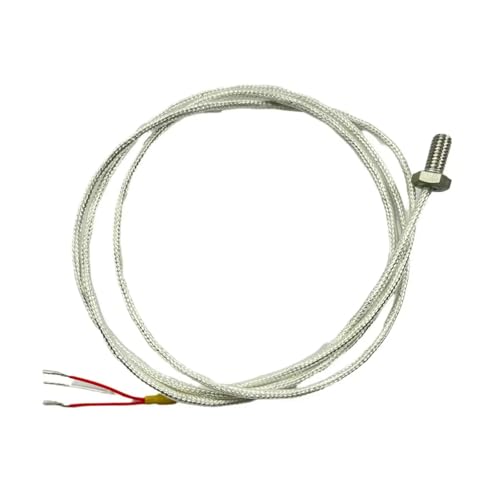 LBBCQVJK 1 Meter PT100 Temperature Sensor 3 Wires with PTFE Cable Probe M6-50-180 Degrees Celsius