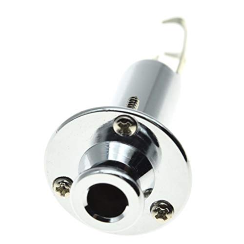 Dopro Copper Acoustic Electric Guitar Bass Mono Endpin Output Jack Strap Button Cylinder Jack Socket Chrome - Image 4