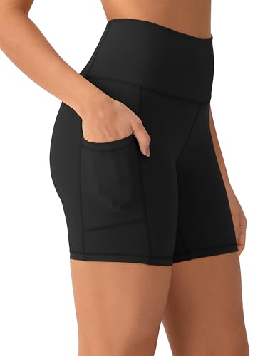 YUNOGA Womens High Waist Biker Shorts with Pockets 6"/8" Yoga Shorts Gym Workout Running Spandex Shorts3