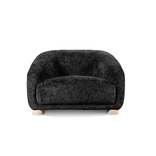 Sillón moderno con espuma y brazos inclinados negro miniatura 3
