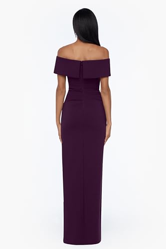 Xscape Women's Long Off The Shoulder Scuba Crepe Slit Dress2