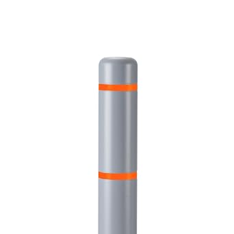 BollardGard 4" x 72" Bollard Cover Gray- Innoplast Gray Orange Tape