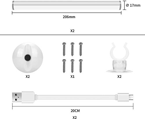 Benature Led Mirror Lights Portable Rechargeable Vanity Light 3 Brightness Touch Control Makeup Light For Bathroom Dressing Room 2 Packs #TOP5