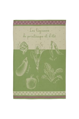 Coucke French Cotton Jacquard Towel, Summer Potager Garden, 20 x 30 Inches, 100% Cotton