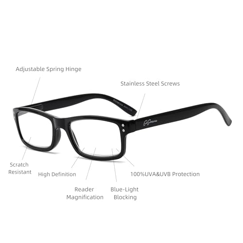 Image of Lucky Reading Glasses,Blue Light Readers Glasses For Women Men 0.0,Anti Bluelight Eyestrain UV Glare Reading /Gaming /TV /Phones Glasses,Magnifying Glass With Spring Hinge 4 Pack(ZF)