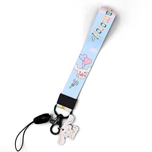 Wrist Lanyard for Keys,Wristlet Lanyards for ID Badges,Cinnamorol Lanyard for Women,Cute Lanyard,Kawaii Lanyard,Anime Lanyard,Blue and Pink Lanyard