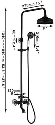 Ensemble de douche en laiton robinet mitigeur baignoire bronze huilé 8" - 7