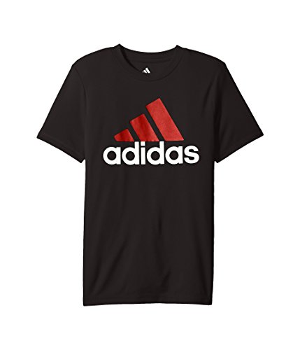 adidas Boys' Big Short Sleeve Logo Tee T-Shirt, Caviar Black, X-Large (18/20)