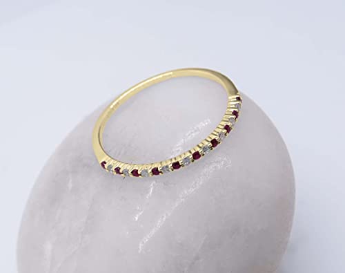 Dazzlingrock Collection Alternate Round Ruby & White Diamond Wedding Stackable Band for Women in Solid Gold3