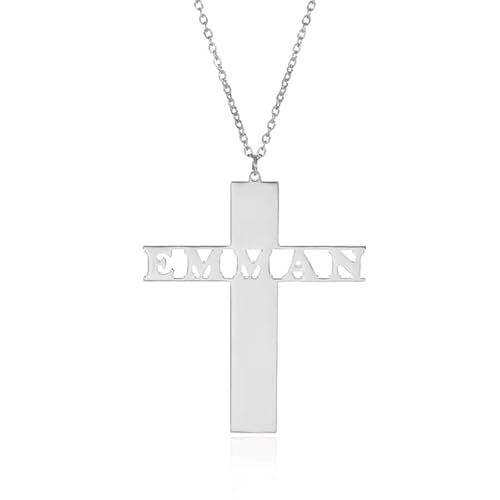 BTMHoney Charm Choker Cross Name Necklace Pendant For Women ized Nameplate Birthday Party - Platinum Plated - Commonly