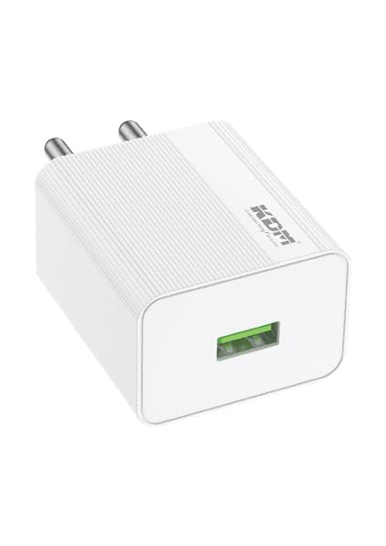 Image of KDM Multi Charge Super Vooc USB Charger Wall Adapter, 20W, with USB to Type-C Cable, Fast Charging, QC Charging, Travel Friendly, Shatter Resistant